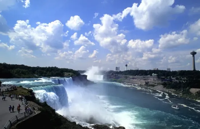 Framed Print : Looking back at the USA horseshoe falls in Niaigara Falls Ontario Canada