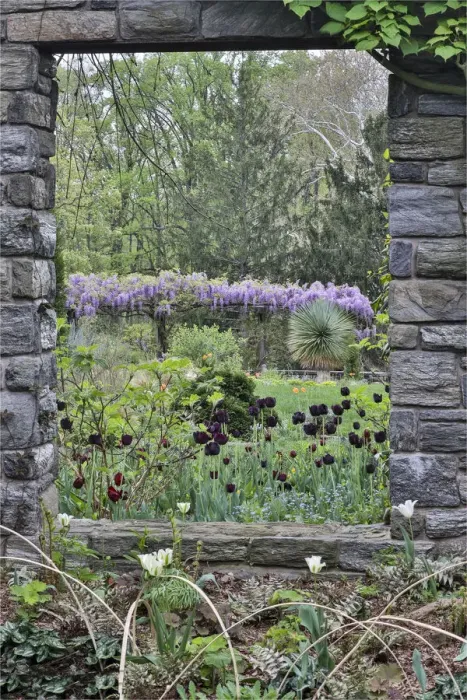 Framed Print : Looking through the window ruins. Chanticleer Garden, Wayne, Pennsylvania