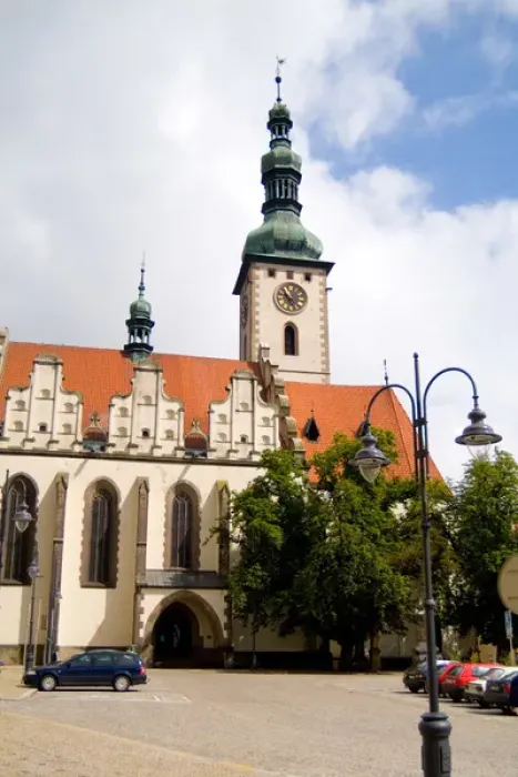 Framed Print : Lords Transfiguration Church built in 1662 in Center City in Tabor in Czech Republic