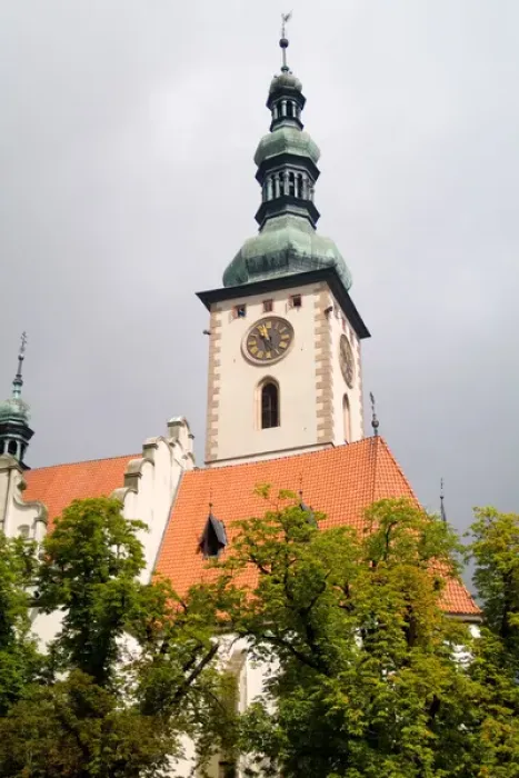 Framed Print : Lords Transfiguration Church built in 1662 in Center City in Tabor in Czech Republic