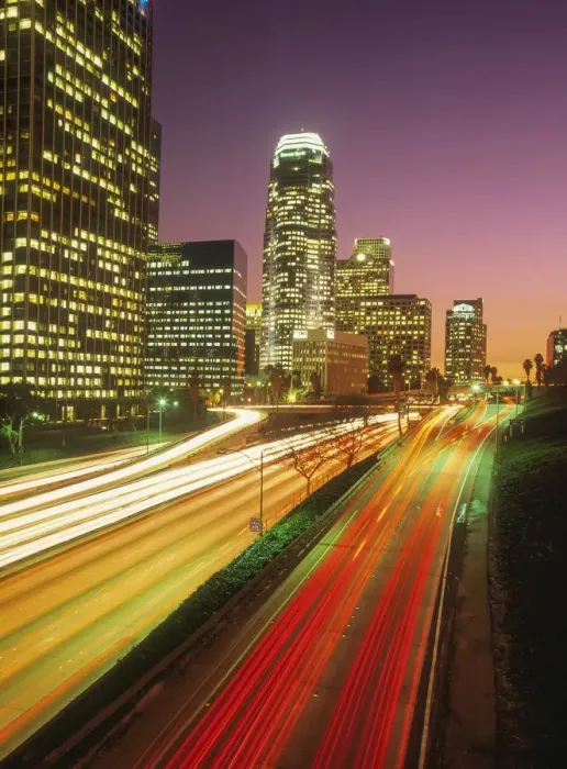 Framed Print : Los Angeles, California, Harbor Freeway, twilight Framed Print : Los Angeles, California, Harbor Freeway, twilight
