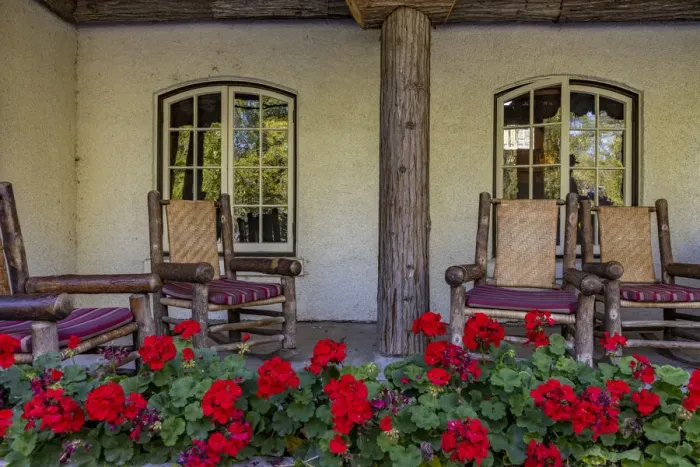Framed Print : Lounge chairs at Lake McDonald Lodge in Glacier National Park, Montana, USA Framed Print : Lounge chairs at Lake McDonald Lodge in Glacier National Park, Montana, USA