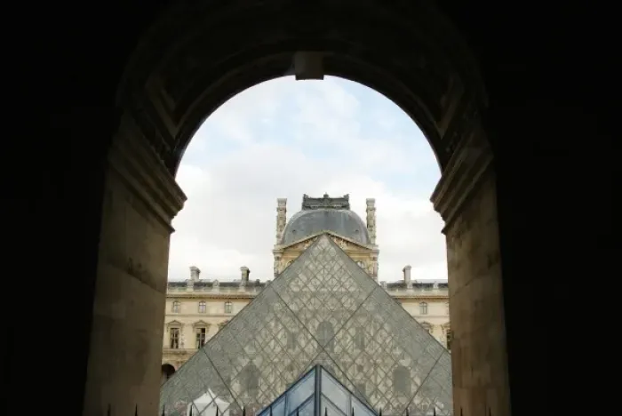 Framed Print : Louvre Museum. The large glass pyramid designed by the architect Leo Ming Pei, in 1981 Framed Print : Louvre Museum. The large glass pyramid designed by the architect Leo Ming Pei, in 1981