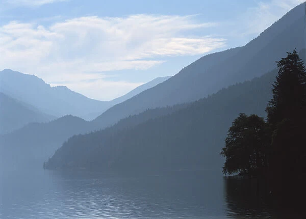 Lovely Lake crescent glitters in the Olympic Mountains
