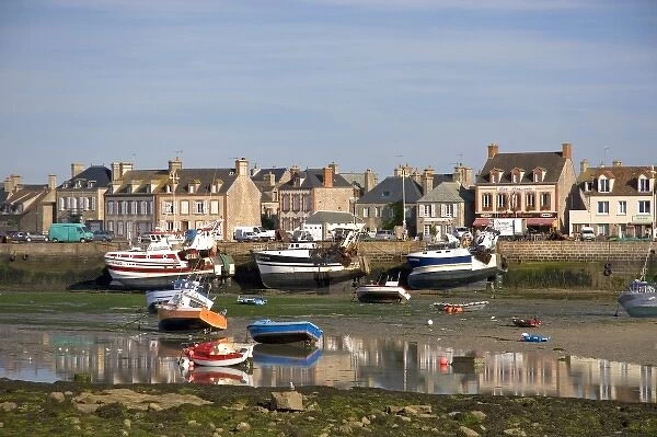 Low tide in the harbor at the village of Barfleur in the region of Basse-Normandie, France