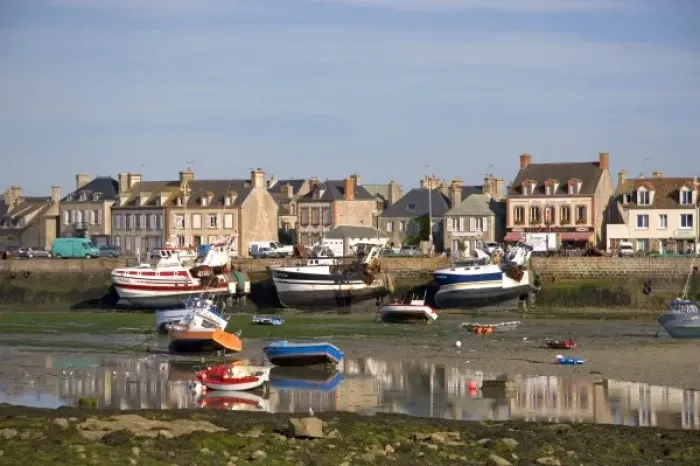 Framed Print : Low tide in the harbor at the village of Barfleur in the region of Basse-Normandie, France Framed Print : Low tide in the harbor at the village of Barfleur in the region of Basse-Normandie, France