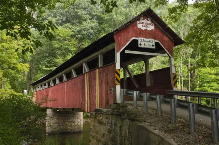 Framed Print : Lower Humbert Covered Bridge. Spanning Laurel Hill Creek. Laurel Highlands, Pennsylvania