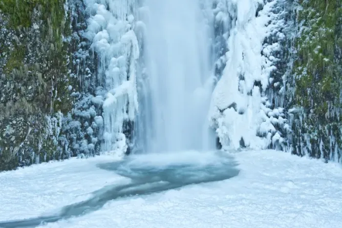 Framed Print : Lower Multnomah Falls; winter; frozen; Columbia Gorge; Oregon; USA Framed Print : Lower Multnomah Falls; winter; frozen; Columbia Gorge; Oregon; USA