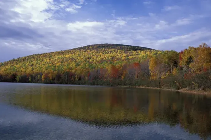 Framed Print : Lower South Branch Pond, Baxter S. P. ME. Mountain Pond. Fall Foliage