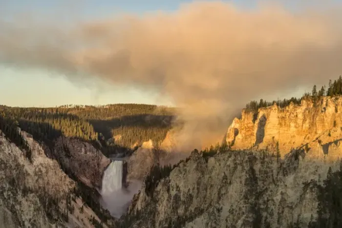 Framed Print : Lower Yellowstone Falls at sunrise, Grand Canyon of Yellowstone National Park Framed Print : Lower Yellowstone Falls at sunrise, Grand Canyon of Yellowstone National Park