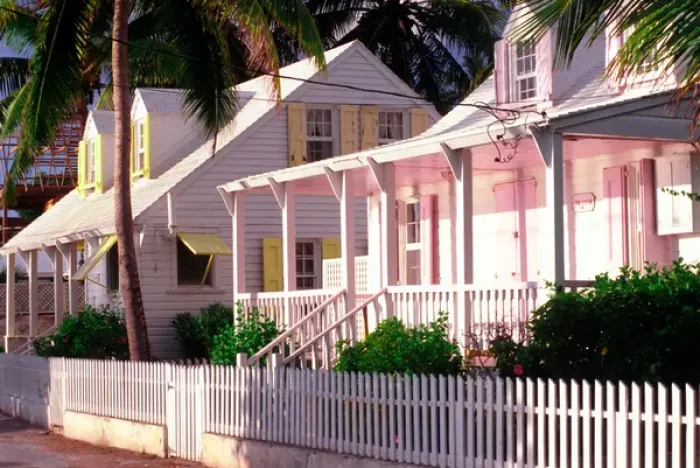 Framed Print : Loyalist cottages in Dunmore Town, Harbour Island, Bahamas Framed Print : Loyalist cottages in Dunmore Town, Harbour Island, Bahamas