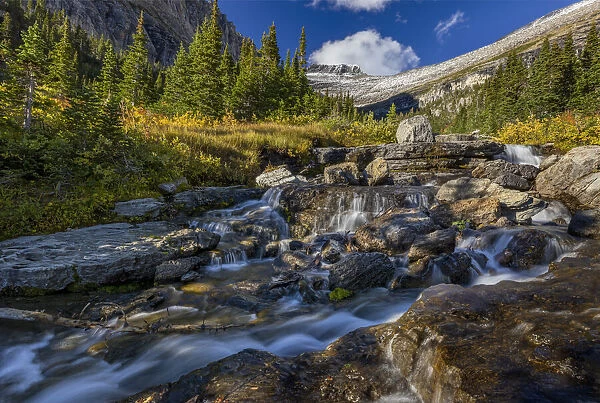 Lunch Creek with Pollock Mountain in Glacier National Park, Montana, USA