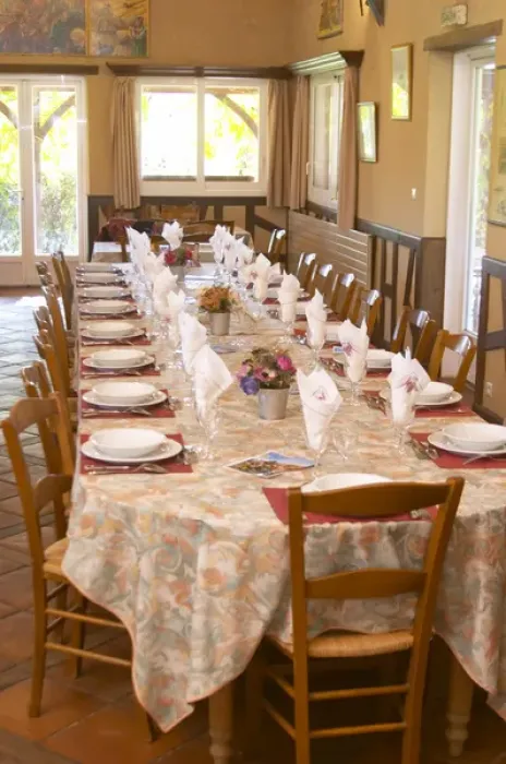 Framed Print : Lunch table set for many guests ready to be served duck specialities. Ferme de Biorne duck Framed Print : Lunch table set for many guests ready to be served duck specialities. Ferme de Biorne duck