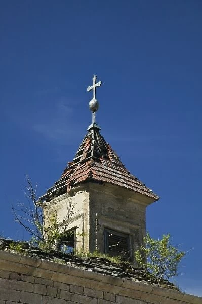 MACEDONIA, Mavrovo National Park. MAVROVO Village- Old Lake Side Church