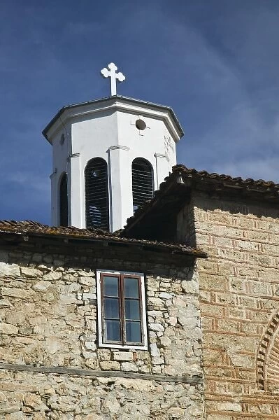 MACEDONIA, Ohrid. Church Tower of Sveti Kliment Church