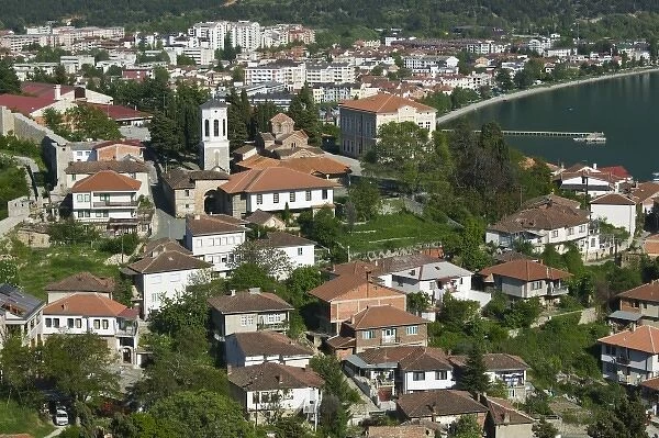 MACEDONIA, Ohrid. Town View and Sveti Kliment Church