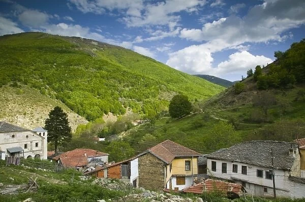 MACEDONIA, Pelister National Park, Maloviste Village. Old Vlach mountain village-houses