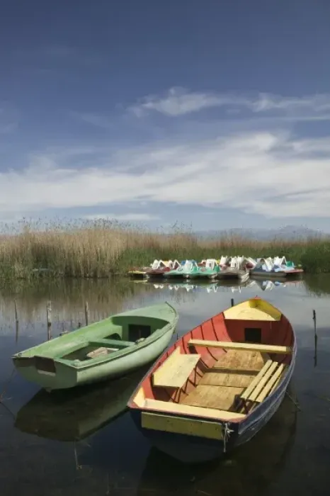 Framed Print : MACEDONIA, Struga. Rental Boats on Lake Ohrid Framed Print : MACEDONIA, Struga. Rental Boats on Lake Ohrid