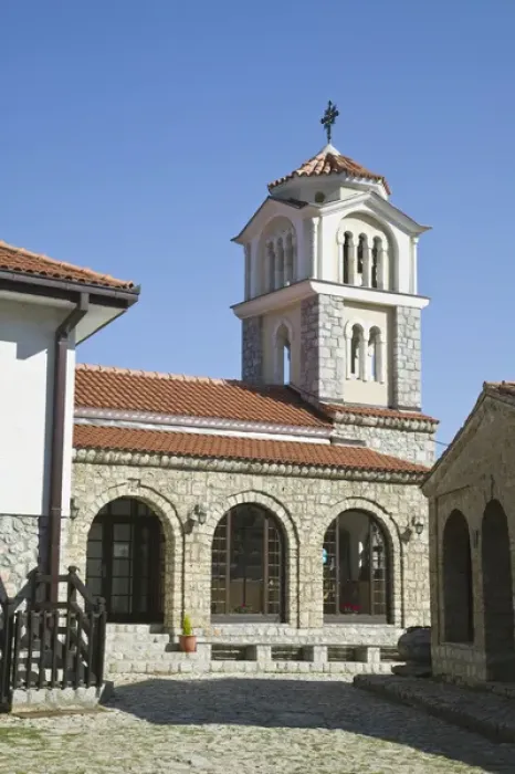 Framed Print : MACEDONIA, Sveti Naum. 17th century Church of Sveti Naum on Lake Ohrid