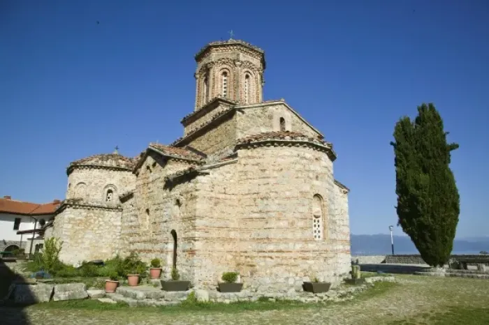 Framed Print : MACEDONIA, Sveti Naum. 17th century Church of Sveti Naum on Lake Ohrid