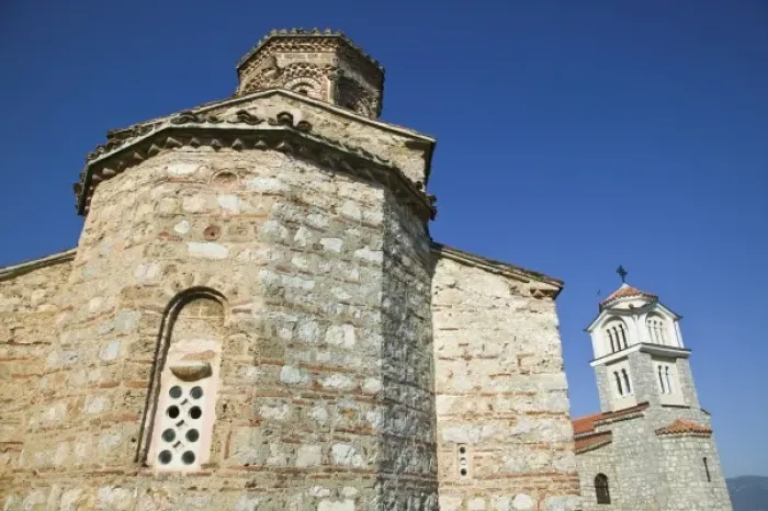 Framed Print : MACEDONIA, Sveti Naum. 17th century Church of Sveti Naum on Lake Ohrid