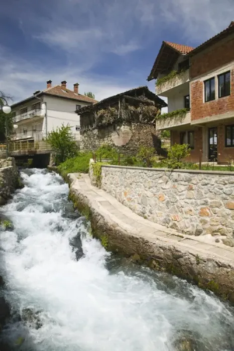 Framed Print : MACEDONIA, Vevcani. Vevcani Village and town waterfall / rapids Framed Print : MACEDONIA, Vevcani. Vevcani Village and town waterfall / rapids
