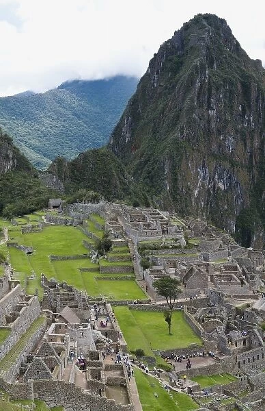 Machu Picchu famous ruins from above in Peru from Inca history