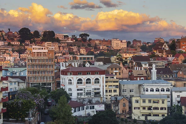 Madagascar, Antananarivo. Sunset over the city