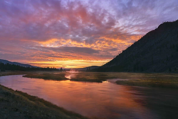 Madison River at sunrise, Yellowstone National Park, Wyoming