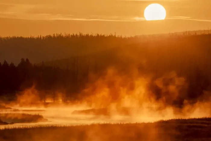 Framed Print : Madison River at sunrise, Yellowstone National Park, Wyoming