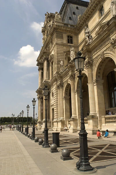 The magnificent architecture of a section of The Louvre, Paris, France