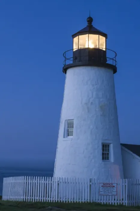 Framed Print : Maine, Pemaquid. Light from the historical lighthouse offers protection to ships Framed Print : Maine, Pemaquid. Light from the historical lighthouse offers protection to ships