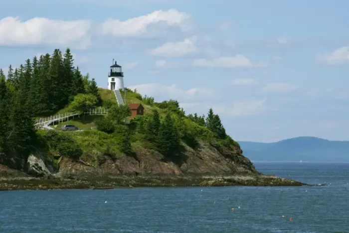 Framed Print : Maine, Rockland, Penobscot Bay. Owls Head State Park, historic Owls Head Lighthouse