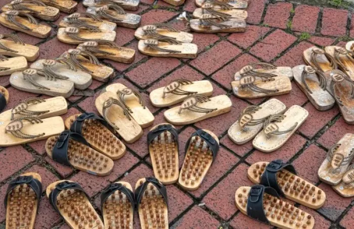 Framed Print : Malacca City, Malaysia, UNESCO Heritage City. Graphic pattern of shoes on floor Framed Print : Malacca City, Malaysia, UNESCO Heritage City. Graphic pattern of shoes on floor