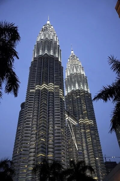Malaysia. Kuala Lumpur. The Petronas Twin Towers in twilight