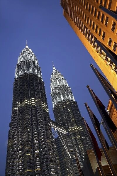 Malaysia. Kuala Lumpur. The Petronas Twin Towers in twilight
