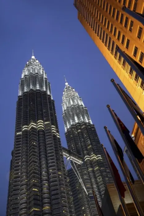 Framed Print : Malaysia. Kuala Lumpur. The Petronas Twin Towers in twilight Framed Print : Malaysia. Kuala Lumpur. The Petronas Twin Towers in twilight