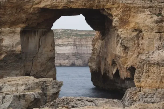Framed Print : Malta, Gozo Island, Dwejra, Azure Window Arch on Dwejra Bay