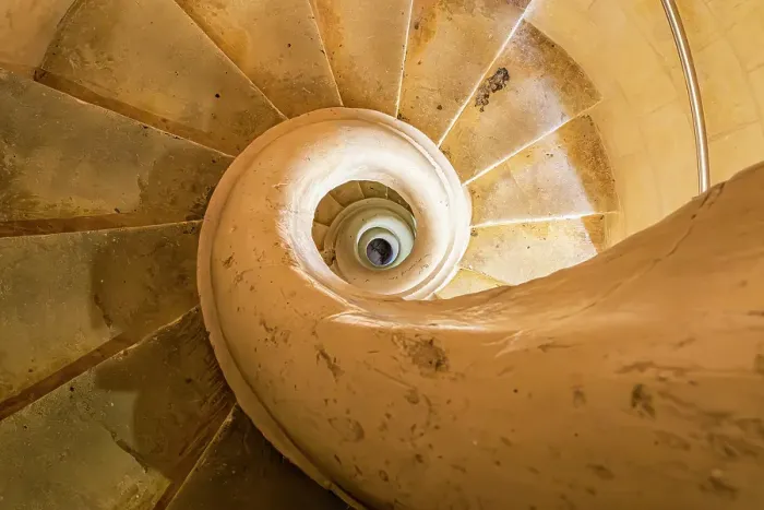 Framed Print : Malta, Mosta. The Sanctuary Basilica of the Assumption of Our Lady, or Rotunda of Mosta, 17th century Catholic church. Spiral staircase to the gallery inside the dome