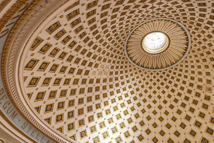 Framed Print : Malta, Mosta. The Sanctuary Basilica of the Assumption of Our Lady, or Rotunda of Mosta, 17th century Catholic church. View of the dome. Third-largest unsupported dome in the world. (Editorial Use Only)