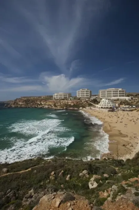 Framed Print : Malta, Northwest Malta, Golden Bay Beach