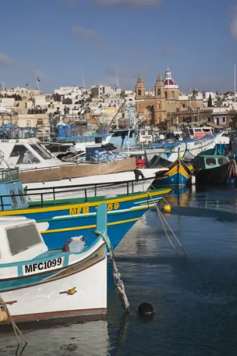 Framed Print : Malta, Southeast, Marsaxlokk, harbor and traditional Luzzu fishing boats Framed Print : Malta, Southeast, Marsaxlokk, harbor and traditional Luzzu fishing boats