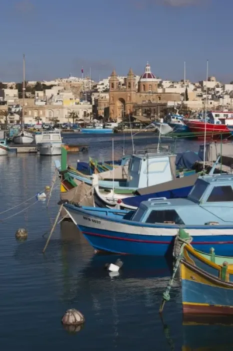 Framed Print : Malta, Southeast, Marsaxlokk, harbor and traditional Luzzu fishing boats Framed Print : Malta, Southeast, Marsaxlokk, harbor and traditional Luzzu fishing boats