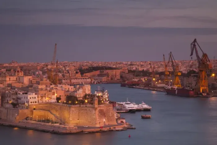 Framed Print : Malta, Valletta, Senglea, L-Isla, elevated view of Senglea Point, dusk Framed Print : Malta, Valletta, Senglea, L-Isla, elevated view of Senglea Point, dusk