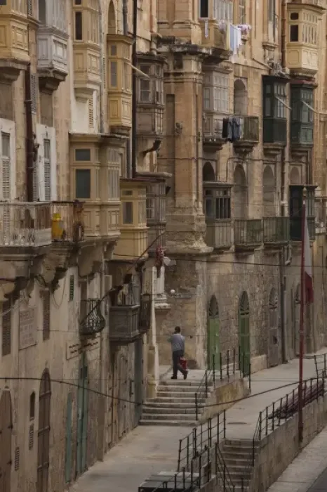 Framed Print : Malta, Valletta, Triq il-Lvant street buildings