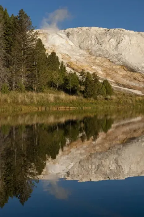 Framed Print : Mammoth Hot Springs, reflected in small pond, Yellowstone National Park, Montana Framed Print : Mammoth Hot Springs, reflected in small pond, Yellowstone National Park, Montana