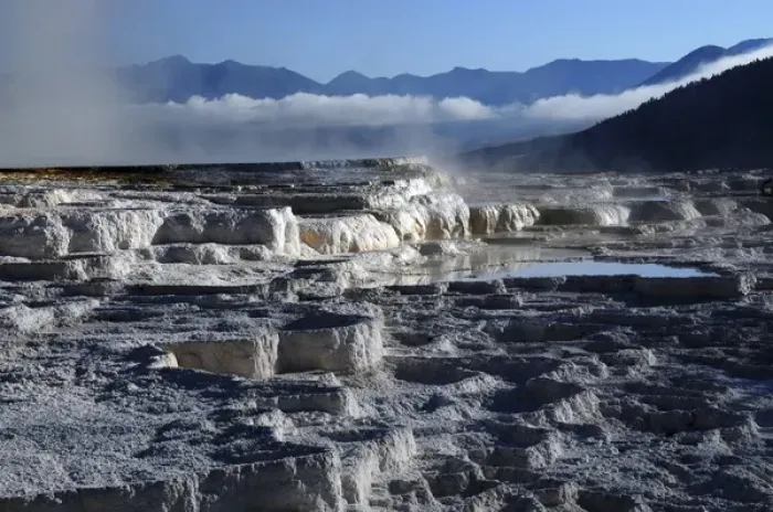 Framed Print : Mammoth Hot Springs, Yellowstone National Park, Wyoming, USA