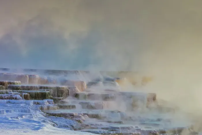 Framed Print : Mammoth Hot Springs in Yellowstone National Park