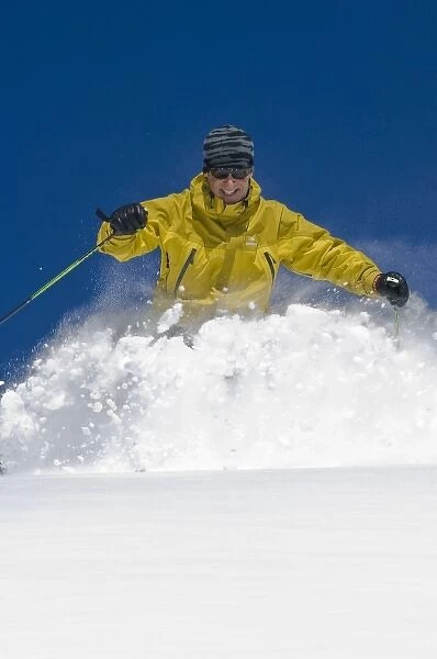 Man skiing, Santa Fe Ski Area, New Mexico, USA. (MR)