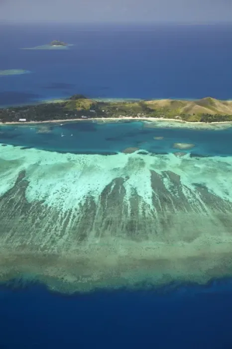 Framed Print : Mana Island and coral reef, Mamanuca Islands, Fiji, South Pacific - aerial Framed Print : Mana Island and coral reef, Mamanuca Islands, Fiji, South Pacific - aerial